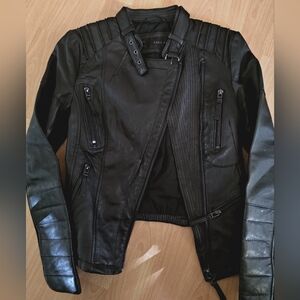Zara Biker 100% Lamb Leather Jacket In XS